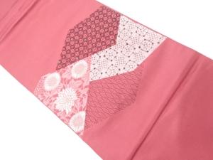 切りばめ風　花古典柄模様織り出し名古屋帯
